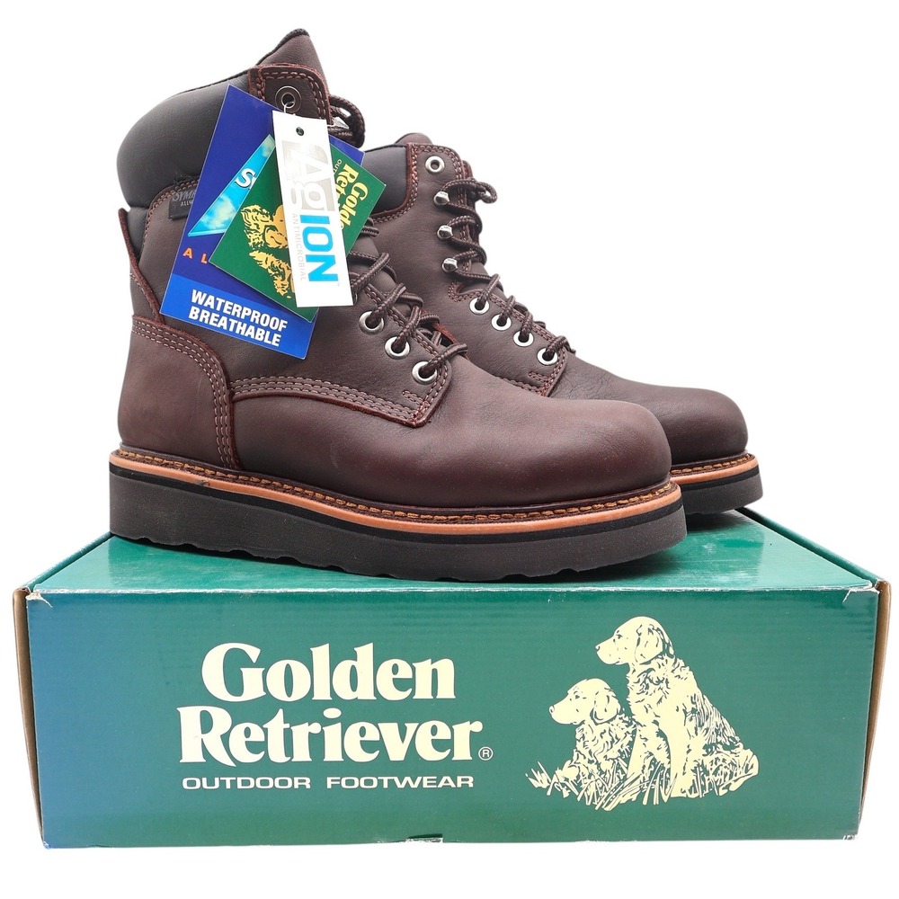 Golden Retriever 3901 Work Boots Mens 9 Dark Brown Leather Waterproof NWT